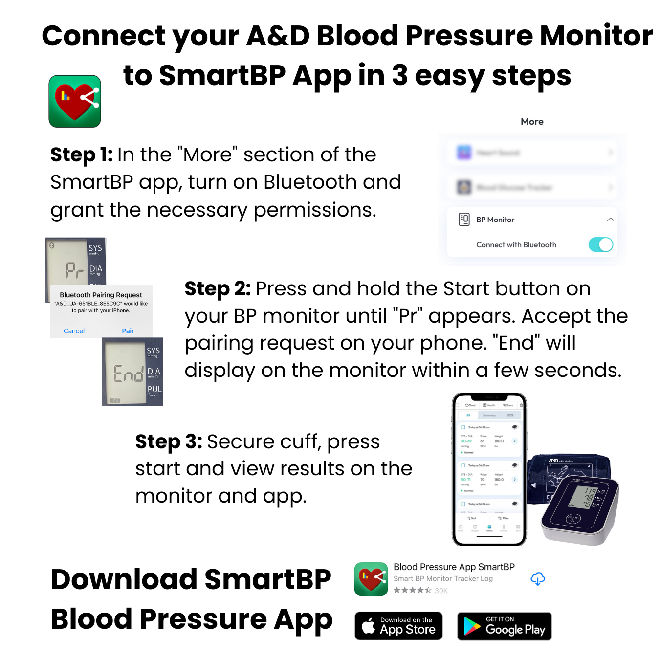 A&D Medical Upper Arm Blood Pressure Monitor with Wide Range Cuff
